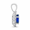 ESTATE .82CT DIAMOND & AAA OVAL SAPPHIRE 18K WHITE GOLD 3D HALO FLOATING PENDANT