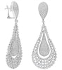 EXTRA LARGE 11.70CT DIAMOND 18K WHITE GOLD 3D TEAR DROP CLIP ON HANGING EARRINGS