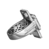 LARGE 2.29CT DIAMOND & BLACK ENAMEL 18KT WHITE GOLD 3D ROUND & BAGUETTE FUN RING