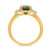 LARGE 3.52CT DIAMOND AAA GREEN SAPPHIRE 18KT YELLOW GOLD 3 STONE ENGAGEMENT RING