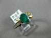 ESTATE .83CT DIAMOND & EMERALD 14K TWO TONE GOLD OVAL SEMI BEZEL ENGAGEMENT RING