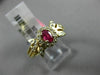 ESTATE .61CT DIAMOND & OVAL AAA RUBY 14K YELLOW GOLD FLOWER HALO ENGAGEMENT RING