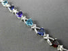 ESTATE 7.51CTW DIAMOND & AAA MULTI GEM 14KT WHITE GOLD TRILLION TENNIS BRACELET