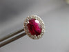 LARGE 3.92CT DIAMOND & AAA RUBY 18KT WHITE GOLD OVAL & ROUND HALO STUD EARRINGS