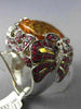 EXTRA LARGE 24.06CT DIAMOND CITRINE & RUBY 14KT WHTIE GOLD 3D BUTTERFLY FUN RING