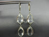 ESTATE LARGE AAA CRYSTAL 14K WHITE GOLD 3D TEAR DROP LEVER BACK HANGING EARRINGS