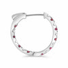 1.17CT DIAMOND & AAA RUBY 14K WHITE GOLD 3D INSIDE OUT HOOP HANGING EARRINGS