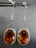 ESTATE LARGE 12.02CT DIAMOND CITRINE 14KT WHITE GOLD OVAL HALO FILIGREE EARRINGS
