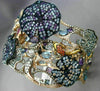 ESTATE LARGE 9.26CT MULTI COLOR DIAMOND & AAA GEM 14K GOLD AQUATIC FLOWER BANGLE