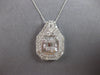 EXTRA LARGE 2.20CT DIAMOND 14KT WHITE GOLD ROUND & BAGUETTE DOUBLE HALO PENDANT
