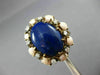 ESTATE LARGE .25CT DIAMOND AAA CORAL & LAPIS 14K YELLOW GOLD 3D OVAL FLOWER RING