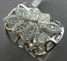 ESTATE LARGE .63CT DIAMOND 18KT WHITE GOLD 3D FLOWER MARQUISE SHAPE WEB RING