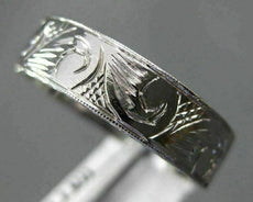 ANTIQUE 14KT WHITE GOLD 3D FLORAL CLASSIC FILIGREE MILGRAIN WEDDING RING #1056