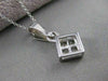 ESTATE INVISIBLE PRINCESS DIAMOND SOLITARE 14K WHITE GOLD PENDANT + CHAIN  #3823