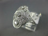 ANTIQUE WIDE .42CT DIAMOND 14KT WHITE GOLD 3D 3 STONE HALO FILIGREE RING #1330