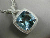 ESTATE MASSIVE 13.83CT DIAMOND & AQAUAMARINE 14KT WHITE GOLD HALO SQUARE PENDANT