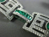 ESTATE WIDE 15.75CT DIAMOND & AAA EMERALD 18KT WHITE GOLD SQUARE TENNIS BRACELET