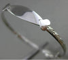 ESTATE 14KT WHITE GOLD FLEXIBLE ENGRAVABLE DIAMOND CUT HEART BABY BANGLE #25293