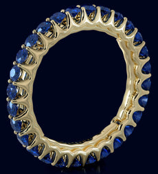 1.43CT AAA SAPPHIRE 14KT YELLOW GOLD CLASSIC SHARED PRONG ETERNITY FUN LOVE RING