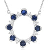 ESTATE 1.29CT DIAMOND & AAA SAPPHIRE 14K WHITE GOLD CIRCLE OF LIFE LOVE NECKLACE
