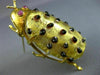 ESTATE LARGE .10CT AAA RUBY 18KT YELLOW GOLD HANDCRAFTED GLASS BEETLE BROOCH PIN