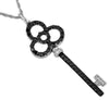 .75CT WHITE & BLACK DIAMOND 14K WHITE GOLD FLOWER KEY TO YOUR HEART LOVE PENDANT