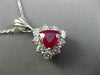 ESTATE LARGE 3.12CT DIAMOND & RUBY 18K WHITE GOLD TRILLION HALO FLOATING PENDANT