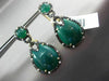ESTATE LARGE 1.15CT DIAMOND & GREEN AGATE 14K YELLOW GOLD 3D PEAR SHAPE EARRINGS