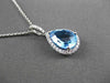 ESTATE 2.47CTW DIAMOND & AAA EXTRA FACET BLUE TOPAZ 14KT WHITE GOLD DROP PENDANT