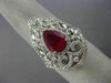 ESTATE EXTRA LARGE 3.05CT DIAMOND & AAA PEAR SHAPE RUBY 14KT WHITE GOLD 3D RING