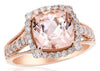 LARGE 3.54CT DIAMOND & AAA MORGANITE 18KT ROSE GOLD 3D CUSHION & ROUND FUN RING