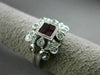 ESTATE 1.05CT DIAMOND & AAA RUBY 18KT WHITE GOLD 3D SQUARE FILIGREE FLORAL RING