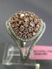 ESTATE LARGE 2.29CT PINK & WHITE DIAMOND 18KT 2 TONE GOLD MULTI SHAPE OVAL RING