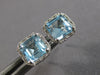 2.16CT DIAMOND & AAA AQUAMARINE 14K WHITE GOLD EMERALD CUT & ROUND STUD EARRINGS