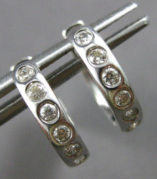 .28CT DIAMOND 18KT WHITE GOLD CLASSIC ROUND ETOILE HUGGIE HOOP HANGING EARRINGS