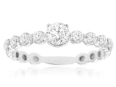 ESTATE .74CT DIAMOND 14KT WHITE GOLD 3D ROUND CLASSIC 4 PRONG ENGAGEMENT RING