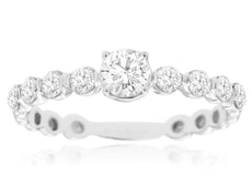 ESTATE .74CT DIAMOND 14KT WHITE GOLD 3D ROUND CLASSIC 4 PRONG ENGAGEMENT RING