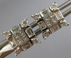 ESTATE LARGE 1CT DIAMOND 14K WHITE GOLD INVISIBLE SQUARE SCREWBACK STUD EARRINGS