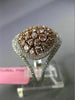 ESTATE LARGE 2.45CT PINK & WHITE DIAMOND 18KT 2 TONE GOLD MULTI SHAPE OVAL RING