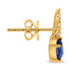 1.38CT DIAMOND AAA SAPPHIRE 14K YELLOW GOLD OVAL & ROUND BUTTERFLY STUD EARRINGS