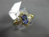 ESTATE 1.12CT DIAMOND & AAA TANZANITE 14KT YELLOW GOLD SOLITAIRE CLUSTER RING