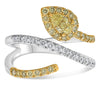 WIDE 1.08CT WHITE & FANCY YELLOW DIAMOND 14KT 2 TONE GOLD PEAR SHAPE SNAKE RING