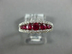 1.16CT DIAMOND & AAA RUBY 18KT WHITE GOLD 3D ROUND GRADUATING ANNIVERSARY RING