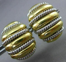 ESTATE LARGE 18KT WHITE & YELLOW GOLD 3D MULTI ROW TWISTED CLIP ON EARRINGS
