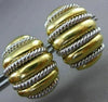ESTATE LARGE 18KT WHITE & YELLOW GOLD 3D MULTI ROW TWISTED CLIP ON EARRINGS