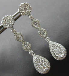 LARGE 2.58CT DIAMOND 18KT WHITE GOLD TEAR DROP FLOWER INFINITY HANGING EARRINGS