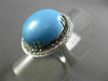 ESTATE LARGE .36CTW BLACK & WHITE DIAMOND & AAA TURQUOISE 14KT WHITE GOLD RING