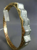 ESTATE WIDE 5.52CT DIAMOND 14KT ROSE GOLD 3D MULTI ROW PYRAMID BANGLE BRACELET