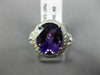 ESTATE LARGE 3.53CT DIAMOND & AMETHYST 14KT WHITE GOLD 3D HALO ENGAGEMENT RING