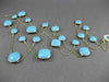 ANTIQUE EXTRA LONG 14KT YELLOW GOLD EXTRA FACET TURQUOISE BY THE YARD NECKLACE